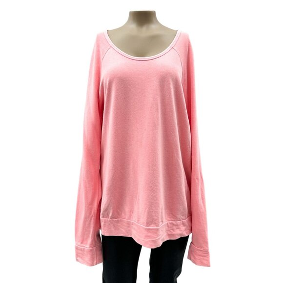 SUNDRY Pink French Terry Scoop Neck Long Sleeve Sweatshirt Made In USA Womens L - Picture 1 of 10